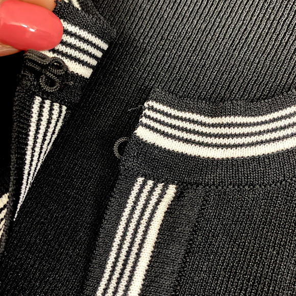 David Brooks Cardigan Womens Medium Black White Open Front Sweater Office Career - Picture 8 of 9